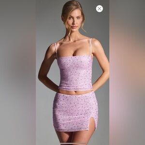 Oh Polly- Embellished Micro Mini Skirt and Top - Peony Pink - NWOT - Size 4